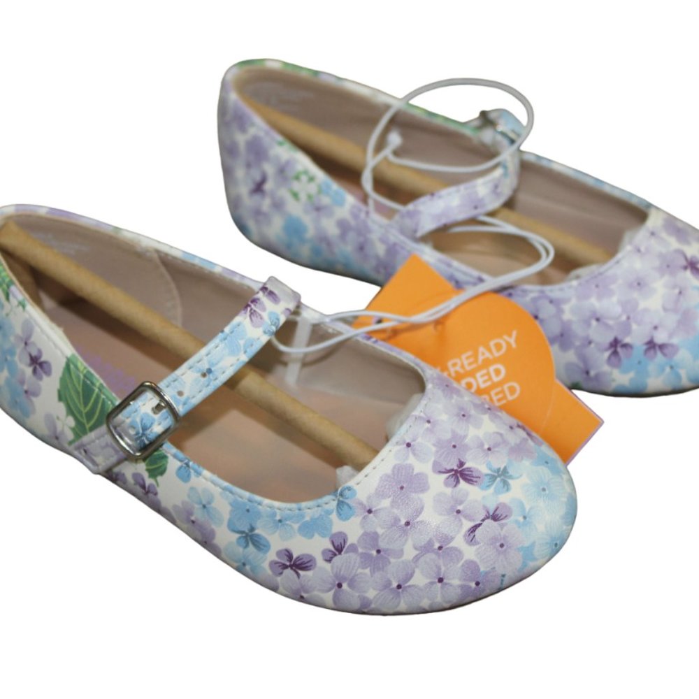 Gymboree Spring Blooms Purple Floral Mary Jane Shoes Toddler Girls Size 8 9 NWT
